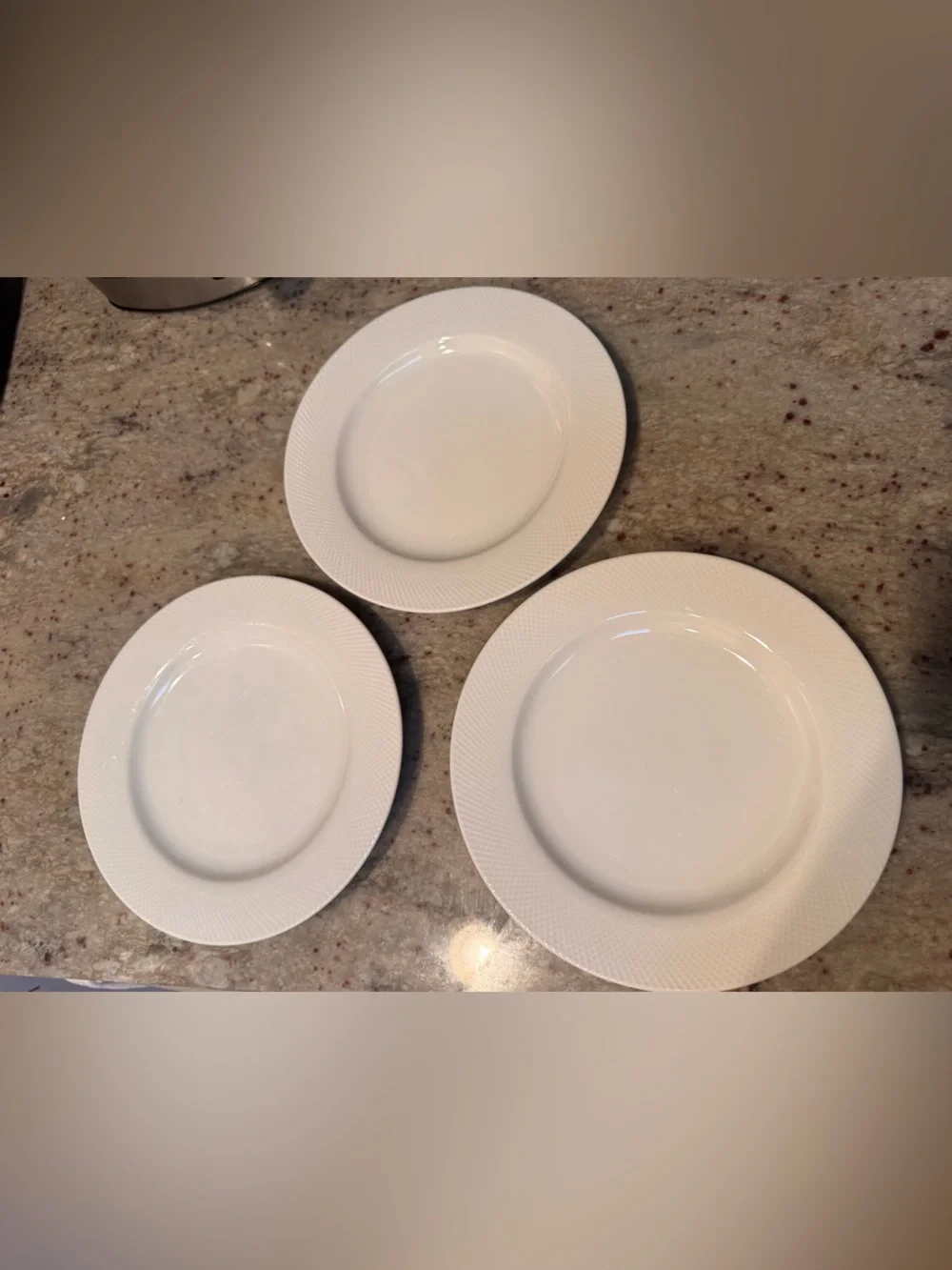 Pottery Barn Textured White Porcelain Salad Plates - set of 3